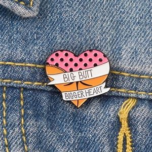 Big butt big heart pin enamel brooch